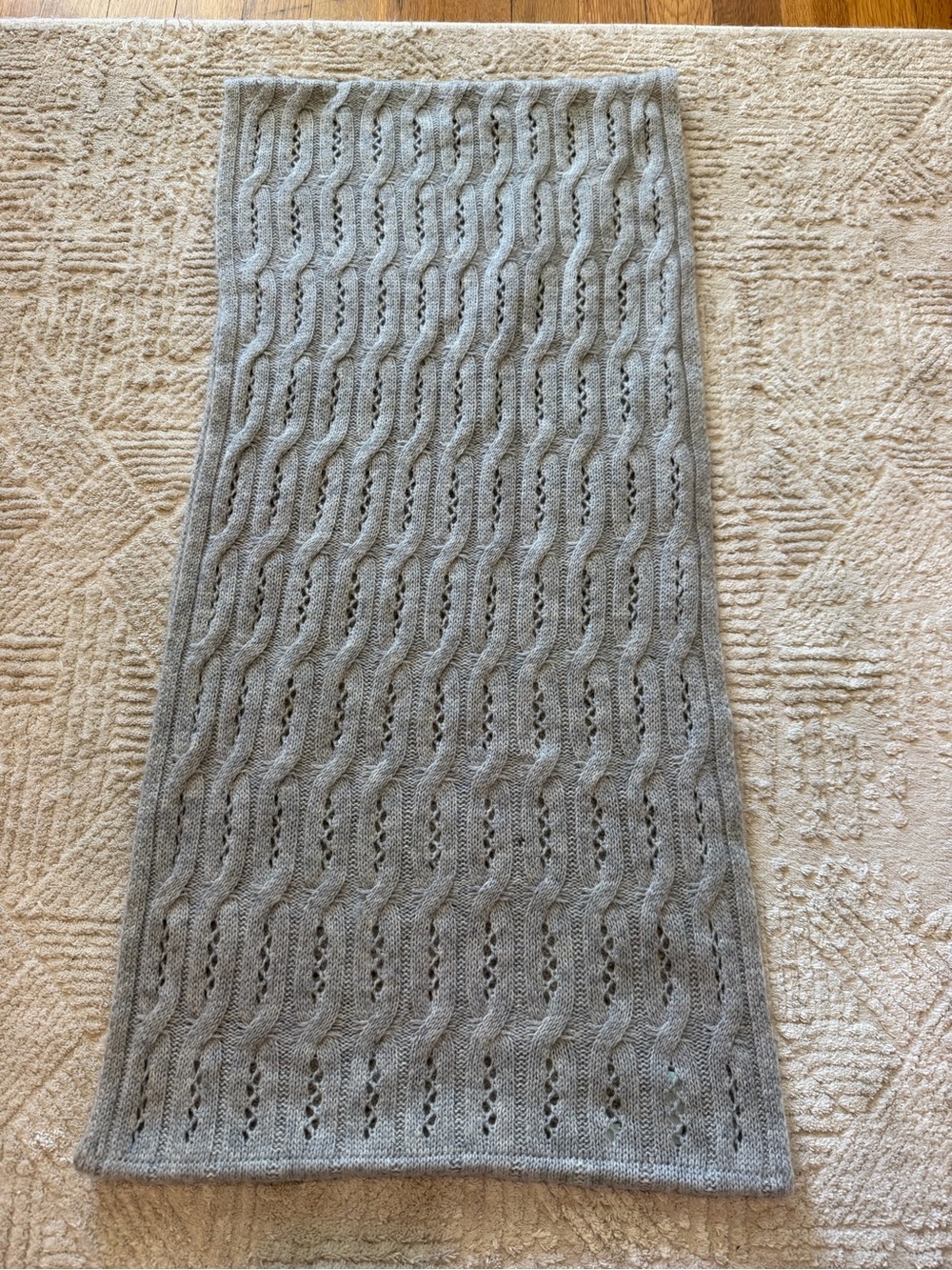 Celeste Wool Cashmere Angora Cable Knit Infinity Scarf Gray